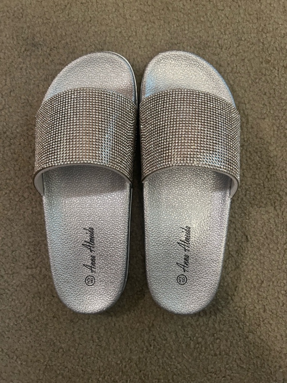 Anna Almeida Silver Rhinestone Slides